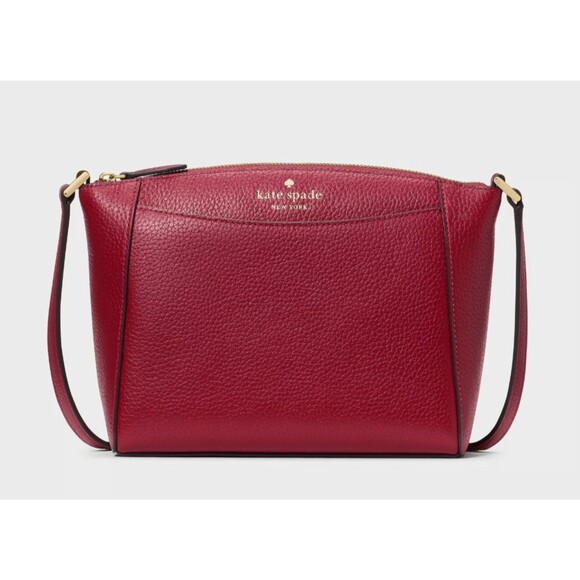 New Kate Spade Monica Pebbled Leather Crossbody Red Jam - Picture 1 of 5